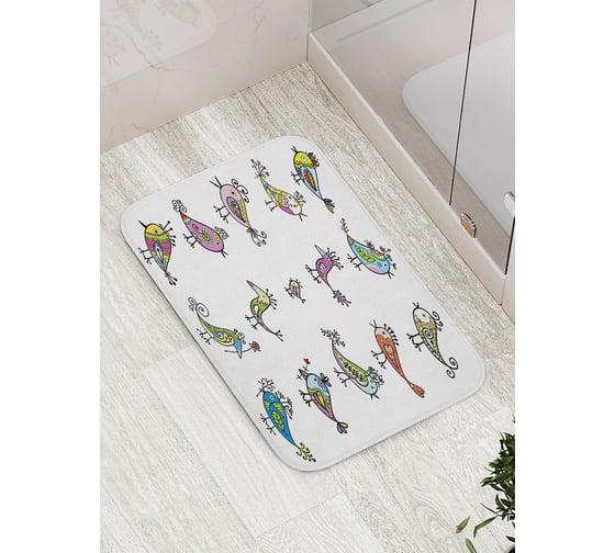 Коврик противоскользящий JoyArty "Фантазийные птицы" для ванной, сауны, бассейна, bath_18504 1