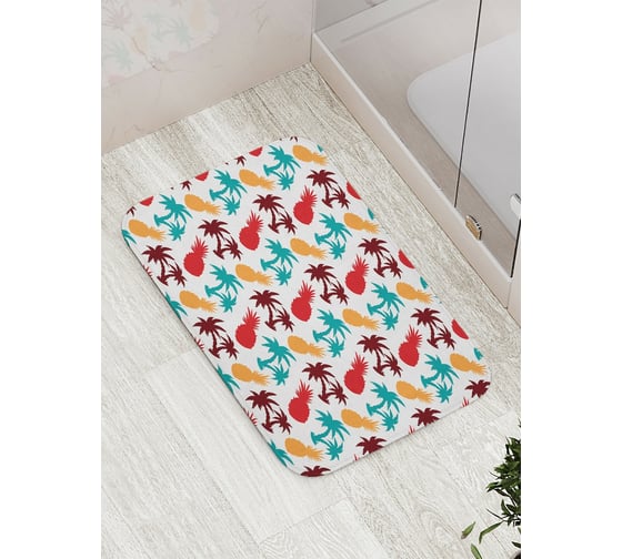 Коврик противоскользящий JoyArty "Радужные ананасы" для ванной, сауны, бассейна, bath_16770