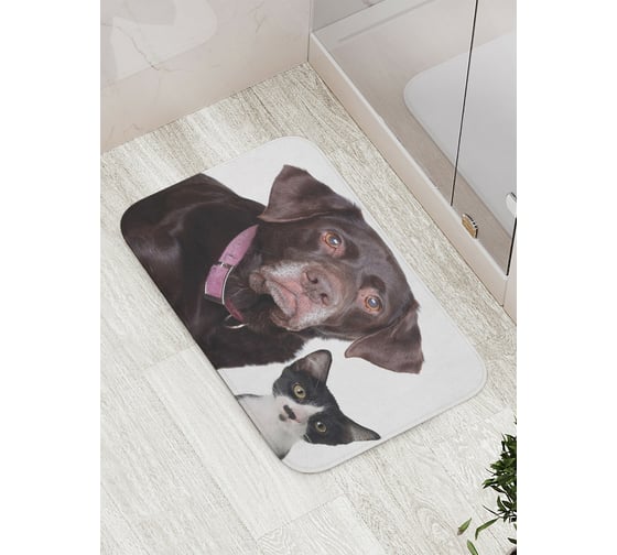 Коврик противоскользящий JoyArty "Собака и кот" для ванной, сауны, бассейна, bath_6552 1