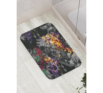 Коврик противоскользящий JoyArty "Цветочные пятна на черном фоне" для ванной, сауны, бассейна, bath_6500