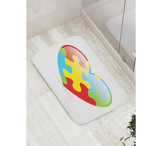 Коврик противоскользящий JoyArty "Цветное сердце" для ванной, сауны, бассейна, bath_6472 1