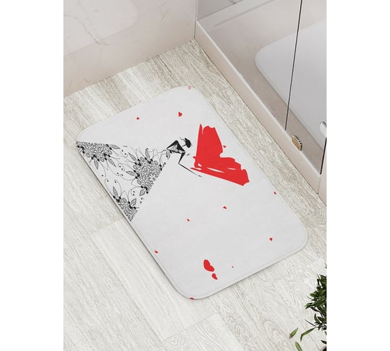 Коврик противоскользящий JoyArty "Дама с большим сердцем" для ванной, сауны, бассейна, bath_6620 1