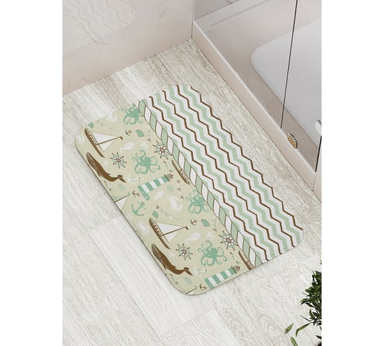 Коврик противоскользящий JoyArty "Моря зигзагов" для ванной, сауны, бассейна, bath_7117 1