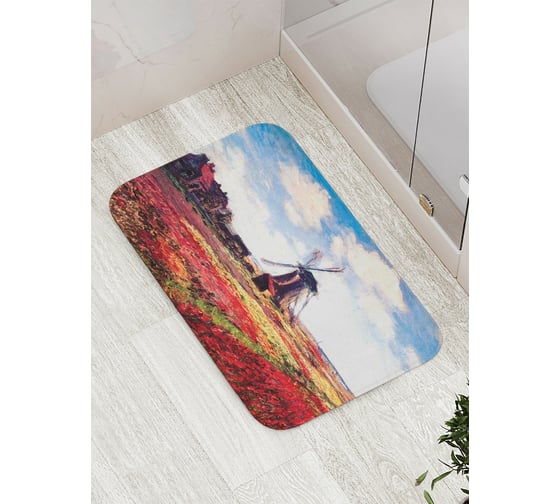 Коврик противоскользящий JoyArty "Поля тюльпанов в Голландии" для ванной, сауны, бассейна, bath_6878 1