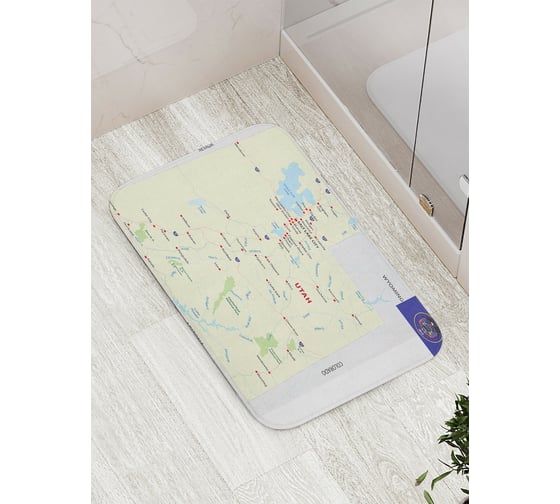 Коврик противоскользящий JoyArty "Карта Штат Юта" для ванной, сауны, бассейна, bath_7188 1