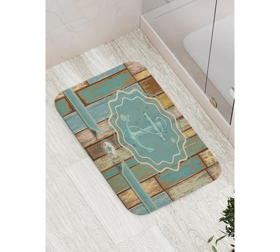 Коврик противоскользящий JoyArty "Якорь на деревянном фоне" для ванной, сауны, бассейна, bath_7388 1