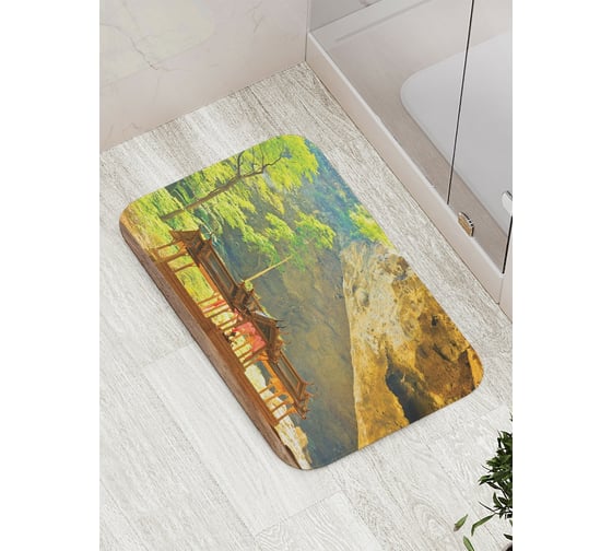 Коврик противоскользящий JoyArty "Спрятанная постройка" для ванной, сауны, бассейна, bath_14727 1