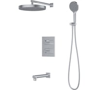 Душевая система с тропическим, ручным душем и изливом IDDIS Duna с термостатом, глянцевый хром DUNSBSTi68