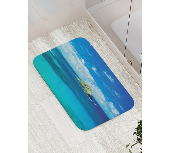Коврик противоскользящий JoyArty "Облачное небо на острове" для ванной, сауны, бассейна, bath_14996 1