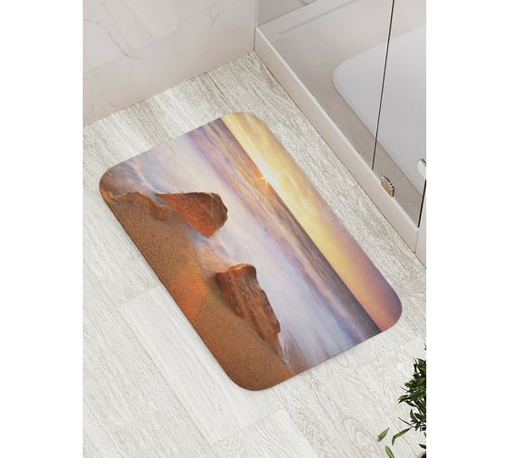 Коврик противоскользящий JoyArty "Камни на волнистом береге" для ванной, сауны, бассейна, bath_15343 1