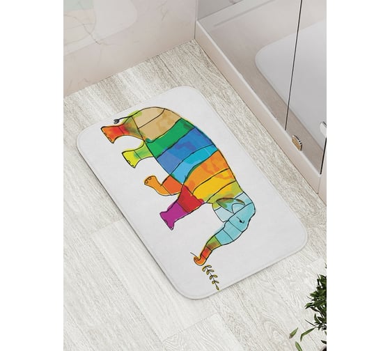 Коврик противоскользящий JoyArty "Радужный слон" для ванной, сауны, бассейна, bath_15372 1