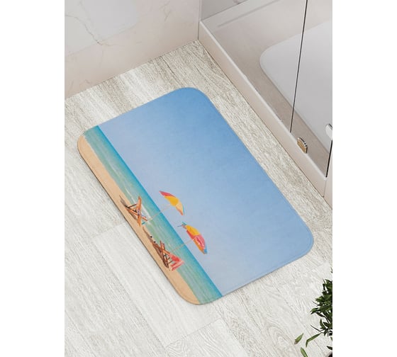 Коврик противоскользящий JoyArty "Радужные пляжные зонты" для ванной, сауны, бассейна, bath_15322 1
