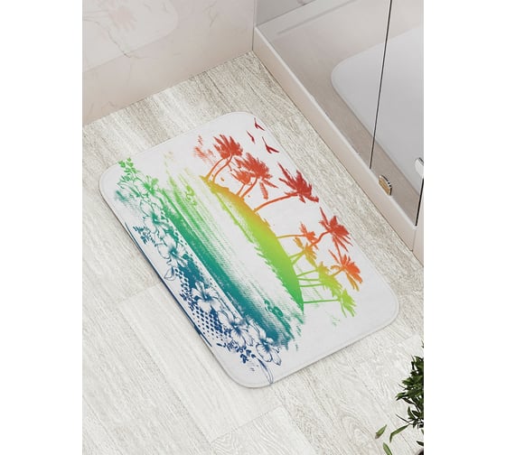 Коврик противоскользящий JoyArty "Цветная фантазия на острове" для ванной, сауны, бассейна, bath_15508 1