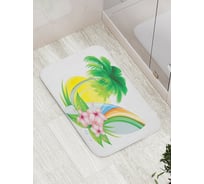Коврик противоскользящий JoyArty "Цветы под пальмой" для ванной, сауны, бассейна, bath_15636