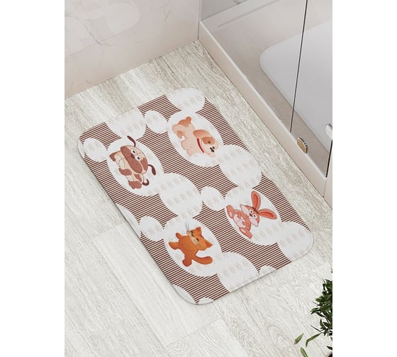 Коврик противоскользящий JoyArty "Облачные животные" для ванной, сауны, бассейна, bath_7346 1