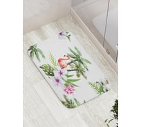 Коврик противоскользящий JoyArty "Фламинго в цветах" для ванной, сауны, бассейна, bath_4281