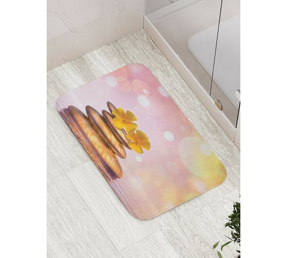 Коврик противоскользящий JoyArty "Цветы на камнях" для ванной, сауны, бассейна, bath_2632 1