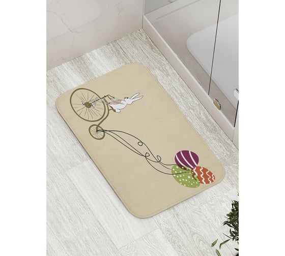 Коврик противоскользящий JoyArty "Пасхальный велосипед" для ванной, сауны, бассейна, bath_8512 1
