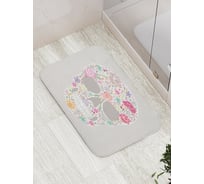 Коврик противоскользящий JoyArty "Цветущий череп" для ванной, сауны, бассейна, bath_9749