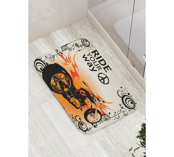Коврик противоскользящий JoyArty "Мотоцикл в пламени" для ванной, сауны, бассейна, bath_9931