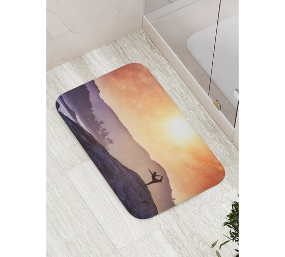 Коврик противоскользящий JoyArty "Йога на закате" для ванной, сауны, бассейна, bath_9707 1