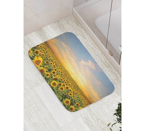 Коврик противоскользящий JoyArty "Подсолнуховый край" для ванной, сауны, бассейна, bath_9866