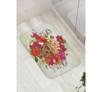 Коврик противоскользящий JoyArty "Череп в цветочном венке" для ванной, сауны, бассейна, bath_9764
