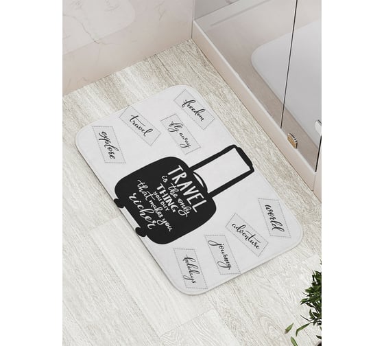 Коврик противоскользящий JoyArty "Приобретай путешествия" для ванной, сауны, бассейна, bath_11120 1