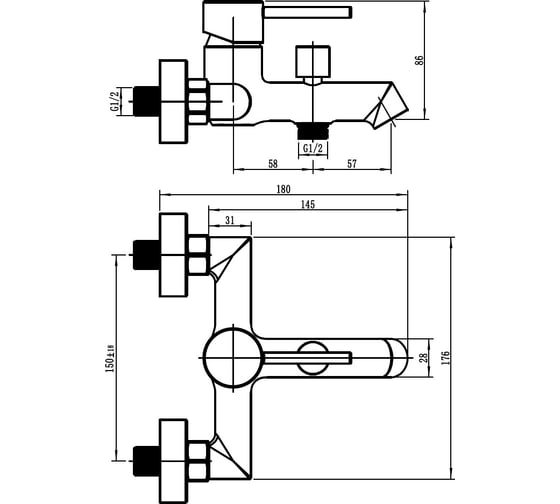Смеситель для ванны ARGOTECH JAVA d-35 44472