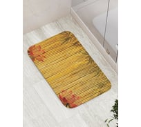 Коврик противоскользящий JoyArty "Бамбуковое заграждение с цветами" для ванной, сауны, бассейна, bath_15765