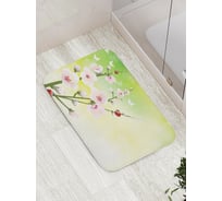 Коврик противоскользящий JoyArty "Божьи коровки на цветах" для ванной, сауны, бассейна, bath_16746
