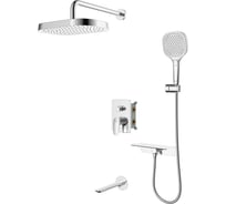 Душевая система скрытого монтажа Milardo Azure с тропическим душем, ручным душем и изливом, глянцевый хром AZUSB03M68