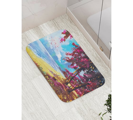Коврик противоскользящий JoyArty "Лесной пляж" для ванной, сауны, бассейна, bath_14969