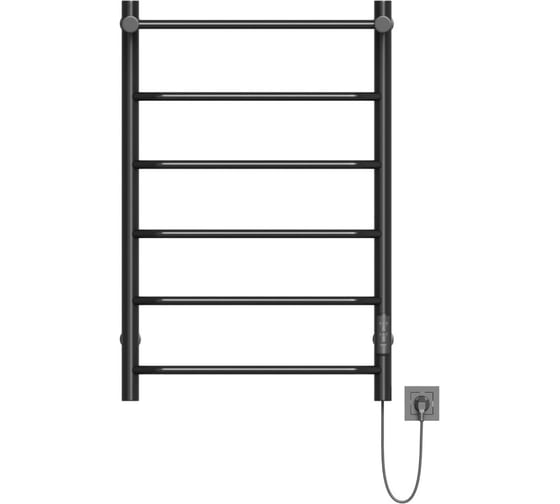 Полотенцесушитель MIXLINE MIRA 80x50 таймер, 336 Вт, 5 перекладин + ПОЛКА электрический ЧЕРНЫЙ 556357