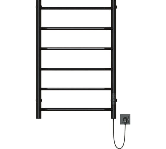 Полотенцесушитель MIXLINE MIRA 80x50 таймер, 253 Вт, 6 перекладин электрический ЧЕРНЫЙ 556351