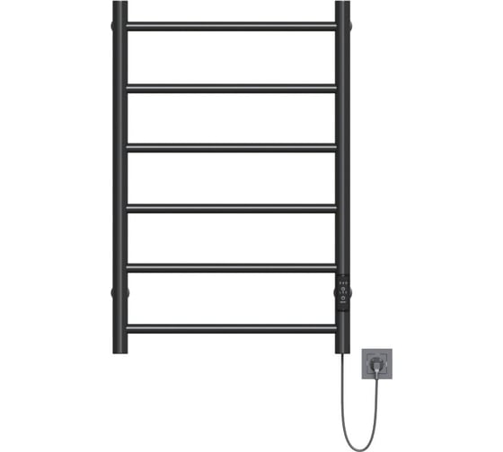 Полотенцесушитель MIXLINE VEGA 80x50 таймер, 289 Вт, 6 перекладин электрический ЧЕРНЫЙ 556349
