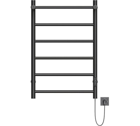 Полотенцесушитель MIXLINE VEGA 80x50 таймер, 318Вт, 5 перекладин + ПОЛКА электрический ЧЕРНЫЙ 556355