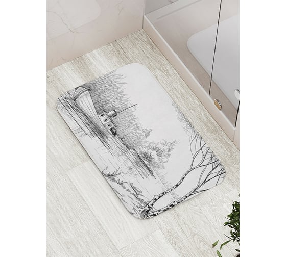 Коврик противоскользящий JoyArty "Лодка по реке" для ванной, сауны, бассейна, bath_14968 1