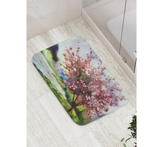 Коврик противоскользящий JoyArty "Цветущее дерево у реки" для ванной, сауны, бассейна, bath_15097 1