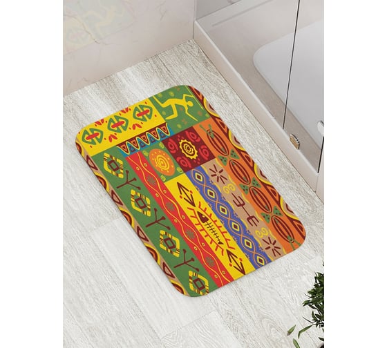 Коврик противоскользящий JoyArty "Африканская живопись" для ванной, сауны, бассейна, bath_17556 1