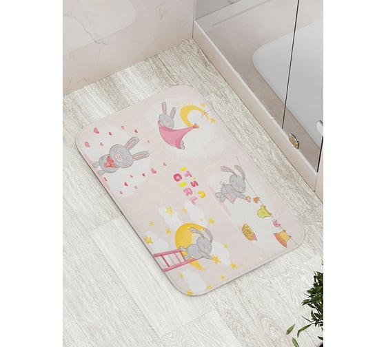 Коврик противоскользящий JoyArty "Зайка-девочка" для ванной, сауны, бассейна, bath_17548 1