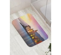 Коврик противоскользящий JoyArty "Поселок у подножья гор" для ванной, сауны, бассейна, bath_18040