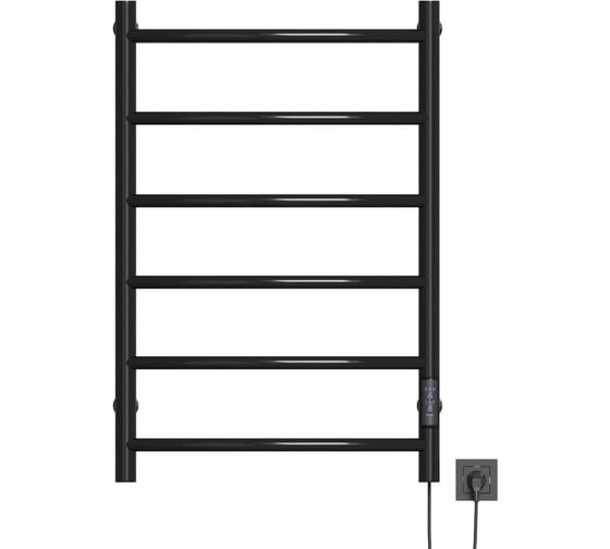 Полотенцесушитель MIXLINE CAPELLA 80x50 таймер, 253 Вт, 6 перекладин, электрический, черный 556347