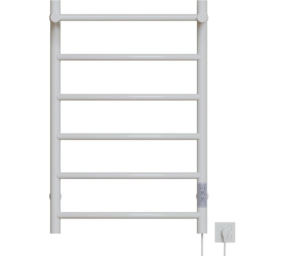 Полотенцесушитель MIXLINE CAPELLA 80x50 таймер, 336Вт, 5 перекладин + полка, электрический, белый 556352