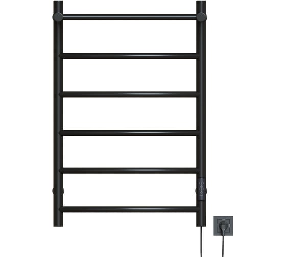 Полотенцесушитель MIXLINE CAPELLA 80x50 таймер, 336Вт, 5 перекладин + полка, электрический, черный 556353