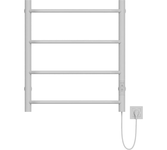 Полотенцесушитель MIXLINE MIRA 60x50 таймер, 201 Вт, 4 перекладины, электрический, белый 556343