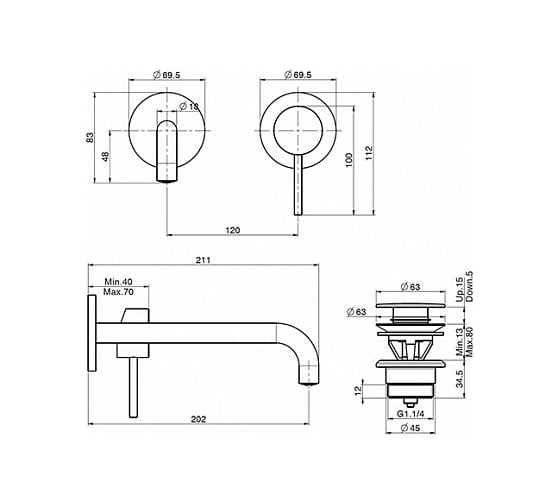 Внешняя часть смесителя для раковины FIMA CARLO FRATTINI SPILLO UP F3051NLX9NS