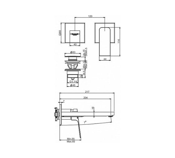 Встраиваемый смеситель для раковины FIMA CARLO FRATTINI FIT F3391NLX8CR