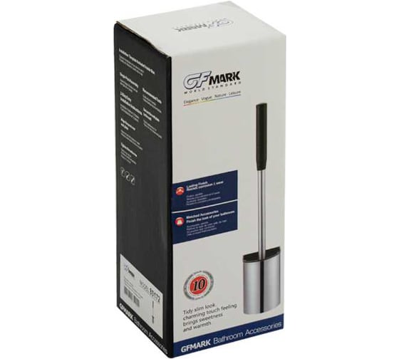 Ерш для унитаза GFmark, настенный, из нержавеющей стали, с силиконовой щеткой, с универсальным креплением (самоклеящееся/дюбель), цвет сатин 80172