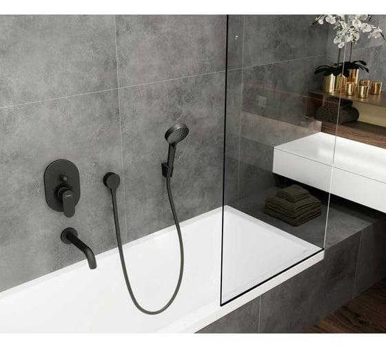 Смеситель для ванны Hansgrohe Vernis Blend однорычажный, ВМ, матовый черный 71449670